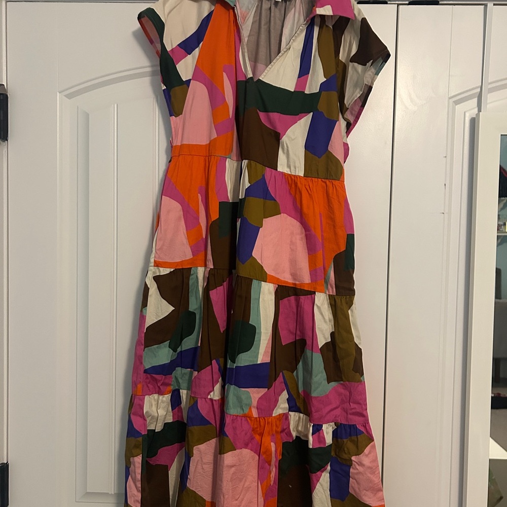 CROSBY by Mollie Burch Orange Pink Sleeveless Midi Dress